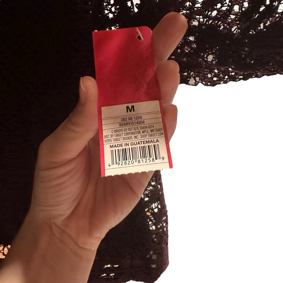 NWT Purple Boho Lace Overlay Long Flare Sleeve V Neck Pullover Mini Dress - Med - Picture 10 of 10